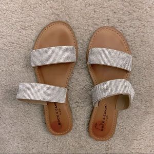Two strap rhinestone sandal